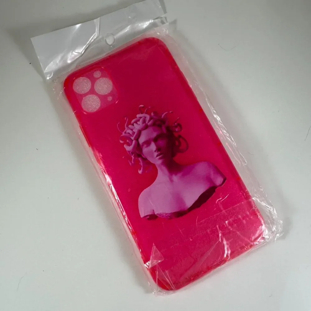iPhone 11 pro max rubber medusa neon pink case cover NWT